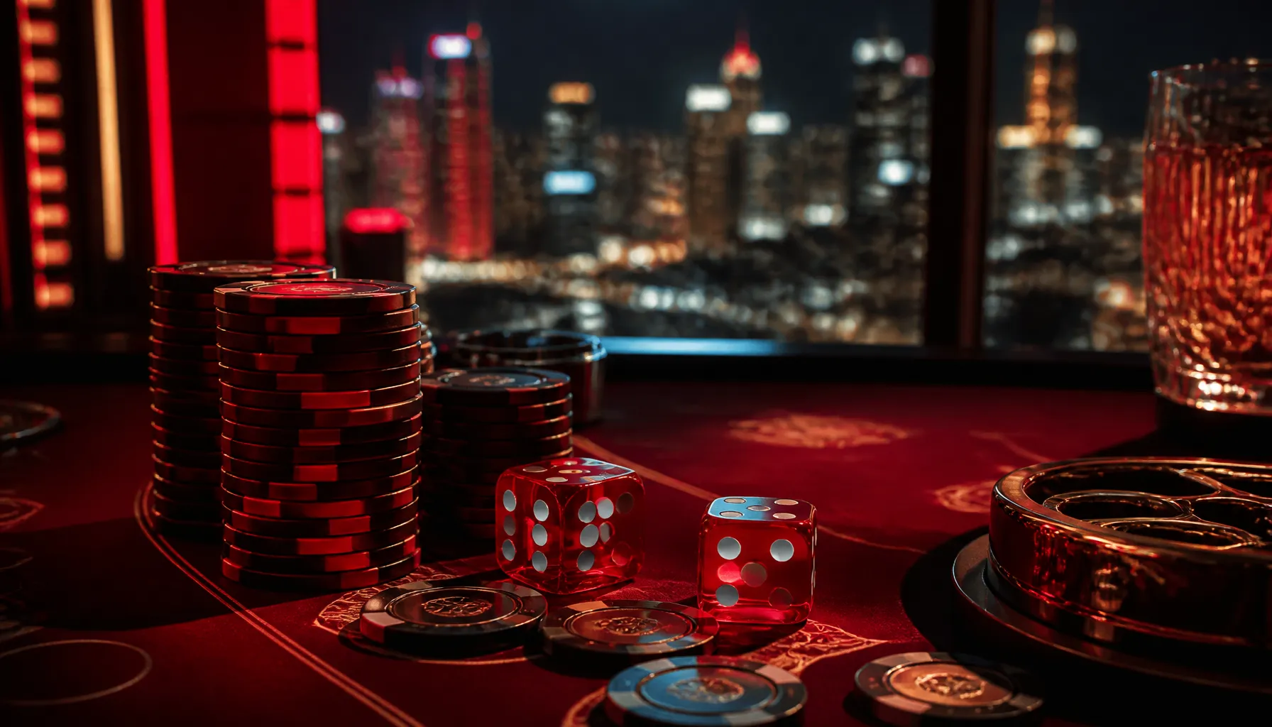 Cinematic luxury photograph of a sleek modern Tokyo cityscape blur with vibrant neon reflections on a lacquered surface